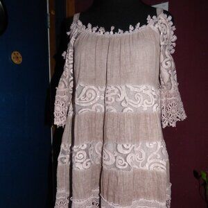 GOTH BOHO MAUVE MESH SEQUIN MINI BABYDOLL COLD SHOULDER DRESS OS S M L XL